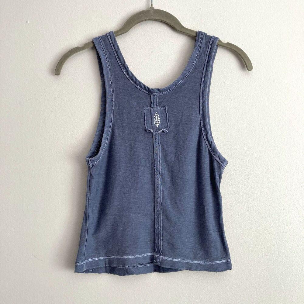 Free People Movement Womens Blue Gray 100% Cotton Tank Top Size XS Basic - Picture 6 of 8